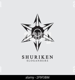 ninja shuriken black solid icon modern design, isolated on white background. flat style for graphic design template. suitable for logo, web, UI, mobil Stock Vector