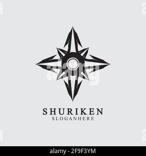 ninja shuriken black solid icon modern design, isolated on white background. flat style for graphic design template. suitable for logo, web, UI, mobil Stock Vector