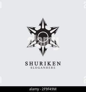 ninja shuriken black solid icon modern design, isolated on white background. flat style for graphic design template. suitable for logo, web, UI, mobil Stock Vector