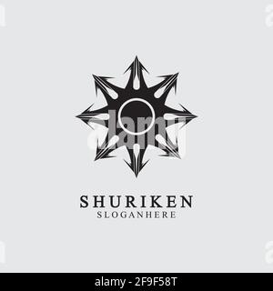 ninja shuriken black solid icon modern design, isolated on white background. flat style for graphic design template. suitable for logo, web, UI, mobil Stock Vector