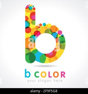 B letter logotype concept. B company template. Stained-glass colored abstract emblem, colorful drops, bubbles bunch. Branding entertaining or arts ide Stock Vector