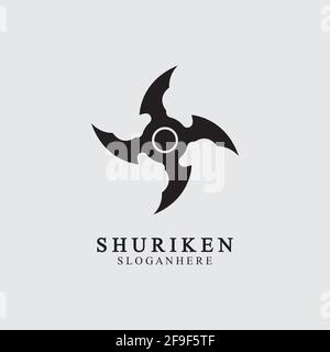 ninja shuriken black solid icon modern design, isolated on white background. flat style for graphic design template. suitable for logo, web, UI, mobil Stock Vector