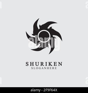 ninja shuriken black solid icon modern design, isolated on white background. flat style for graphic design template. suitable for logo, web, UI, mobil Stock Vector