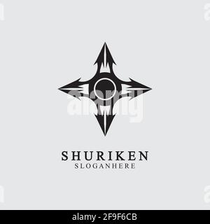 ninja shuriken black solid icon modern design, isolated on white background. flat style for graphic design template. suitable for logo, web, UI, mobil Stock Vector