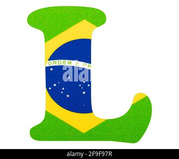 Letter L of the alphabet - Flag of Brazil Stock Photo