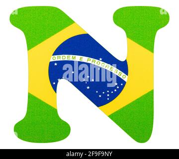 Letter N of the alphabet - Flag of Brazil Stock Photo