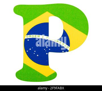 Letter P of the alphabet - Flag of Brazil Stock Photo