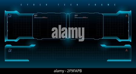 Futuristic HUD set frame. Futuristic virtual frame. Cyber tech frame. Stock Vector
