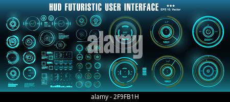 Sci-fi futuristic hud dashboard display virtual reality technology screen Stock Vector