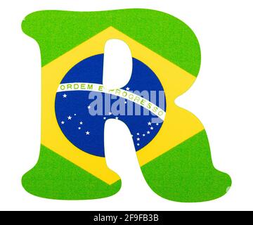 Letter R of the alphabet - Flag of Brazil Stock Photo