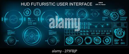 HUD futuristic user interface, dashboard display virtual reality technology screen Stock Vector