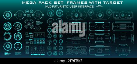 HUD futuristic user interface, dashboard display virtual reality technology screen Stock Vector