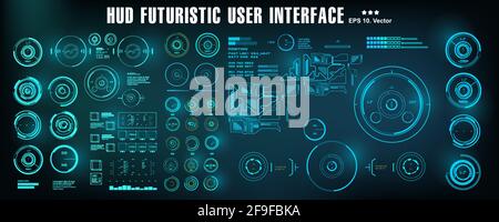 Sci-fi futuristic hud dashboard display virtual reality technology screen Stock Vector