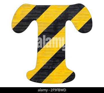 Letter T - Yellow and black lines Stock Photo - Alamy