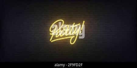Party neon sign. Glowing neon lettering Party template Stock Vector