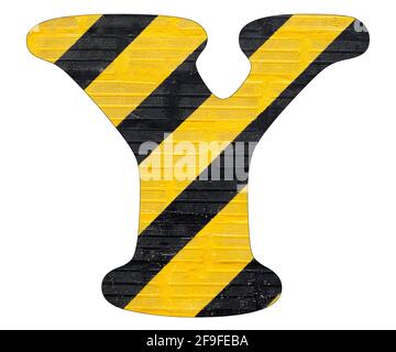 Letter Y - Yellow and black lines Stock Photo