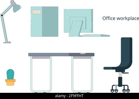 Desk. a computer Desk. office workplace Stock Vector