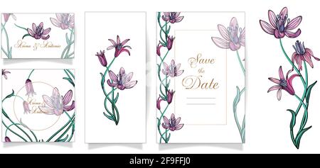 Set of floral wedding ornaments concept. Traditional art, magazine, book, poster, abstract, element. Vector layout decorative ethnic greeting cards or Stock Vector