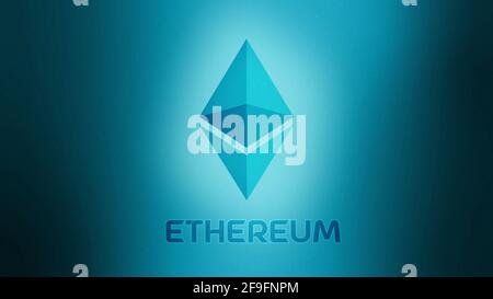Ethereum (ETH) symbol. Virtual digital crypto currency sign on white ...