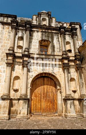 Exterior of Las Capuchinas, 18th-century church & convent ruins, in colonial city & UNESCO World Heritage Site of Antigua - Antigua, Guatemala - 24th Stock Photo