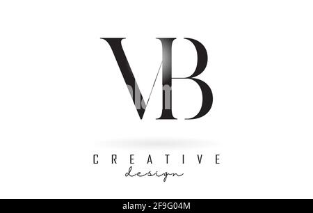 VB v b letter design logo logotype concept with serif font and elegant style. Vector illustration icon with letters V and B. Stock Vector