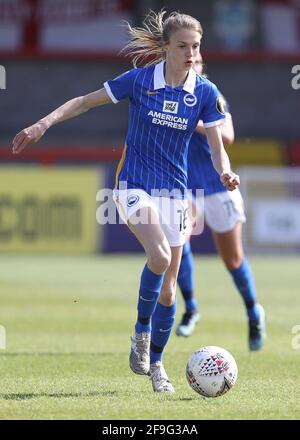 Crawley, UK. 18th April 2021. Ellie Brazil of Brighton and Hove Albion during the Vitality Women's FA Cup match between Brighton & Hove Albion Women and Bristol City Women at The People's Pension Stadium on April 18th 2021 in Crawley, United Kingdom Stock Photo