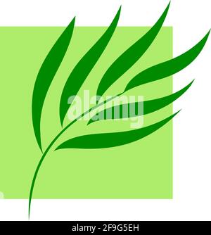 Vector square logo with green plant. A symbol of nature, spa and freshness. Flat illustration Stock Vector