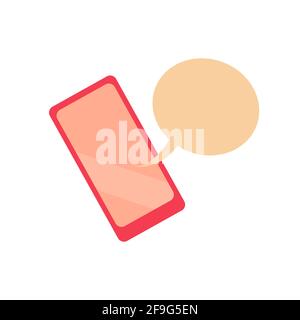 Red smartphone with dialogue bubble. Place for your text. Vector isolated flat illustration Stock Vector