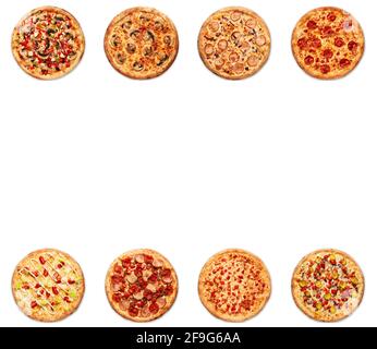 different pizza on white background. High quality photo Stock Photo