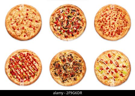 different pizza on white background. High quality photo Stock Photo