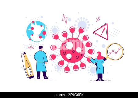 Vector illustration of skilled doctors fighting against coronavirus on white background. Medicine protecting people from terrible disease concept. Col Stock Vector