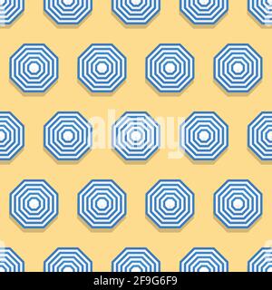 Summer seamless pattern with parasols on sand. Stock Vector