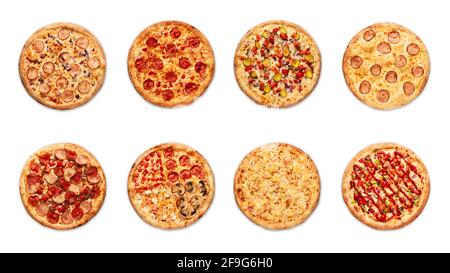 different pizza on white background. High quality photo Stock Photo