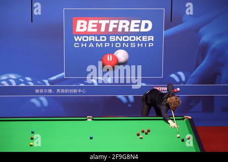 Neil Robertson of Australia in action during day 2 of the Betfred World Snooker Championships 2021 at The Crucible, Sheffield. Picture date: Sunday April 18, 2021. Stock Photo