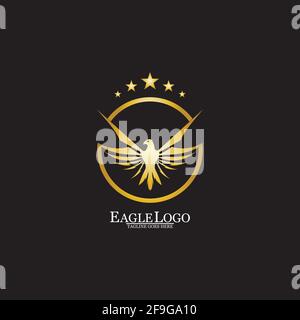 golden eagle with circle logo design Stock Vector