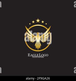 golden eagle with circle logo design Stock Vector