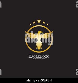 golden eagle with circle logo design Stock Vector