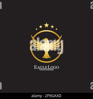 golden eagle with circle logo design Stock Vector