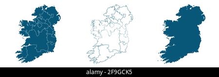 Vector map Ireland country on white background. Stock Vector