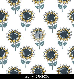 Sunflower seamless pattern cute design for fabric and paper wrap. Stock Vector
