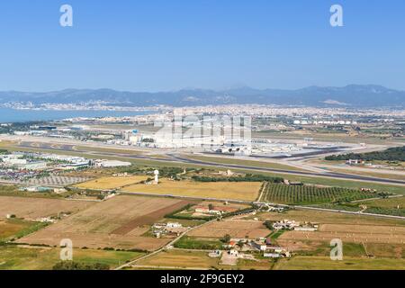 Palma de Mallorca, Spain - May 11, 2018: Aerial view of Palma de Mallorca Airport (PMI) in Spain. Stock Photo