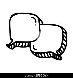 hand drawn balloon communication of two persons in doodle style isolated. Stock Vector