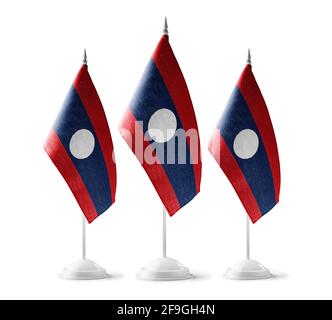 Small national flags of the Laos on a white background Stock Photo