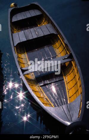 Boat on the stars - Lierna - Italy 1984 (Photo on photographic film) Stock Photo