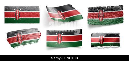 Set of the national flag of Kenya on a white background Stock Photo