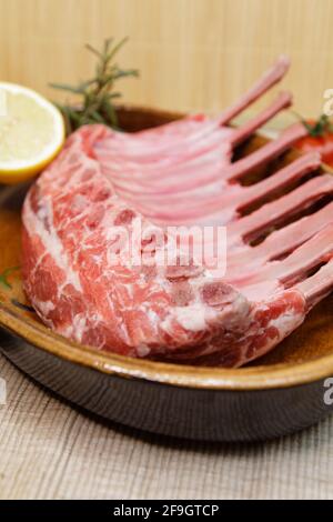 raw lamb chops with different ingredients Stock Photo