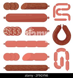 Flat design sausages collection Stock Vector