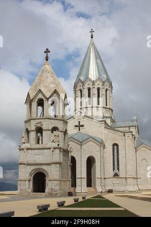 A vertical shot of the Ghazanchetsots Cathedral in Shushi, Armenia Stock Photo