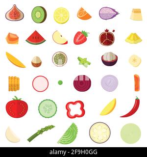 fruits and vegetables slices Stock Vector