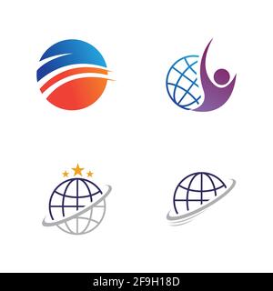 creative global vector logo set illustration design template Stock Vector
